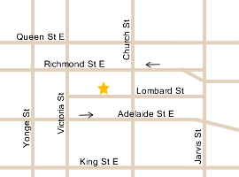 Street map showing Heer Law location at 36 Lombard Street